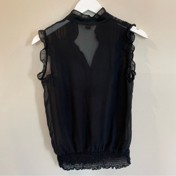 Wet Seal Sheer Top Sleeveless Ruffle Button Juniors Medium Black Y2K - Picture 4 of 4